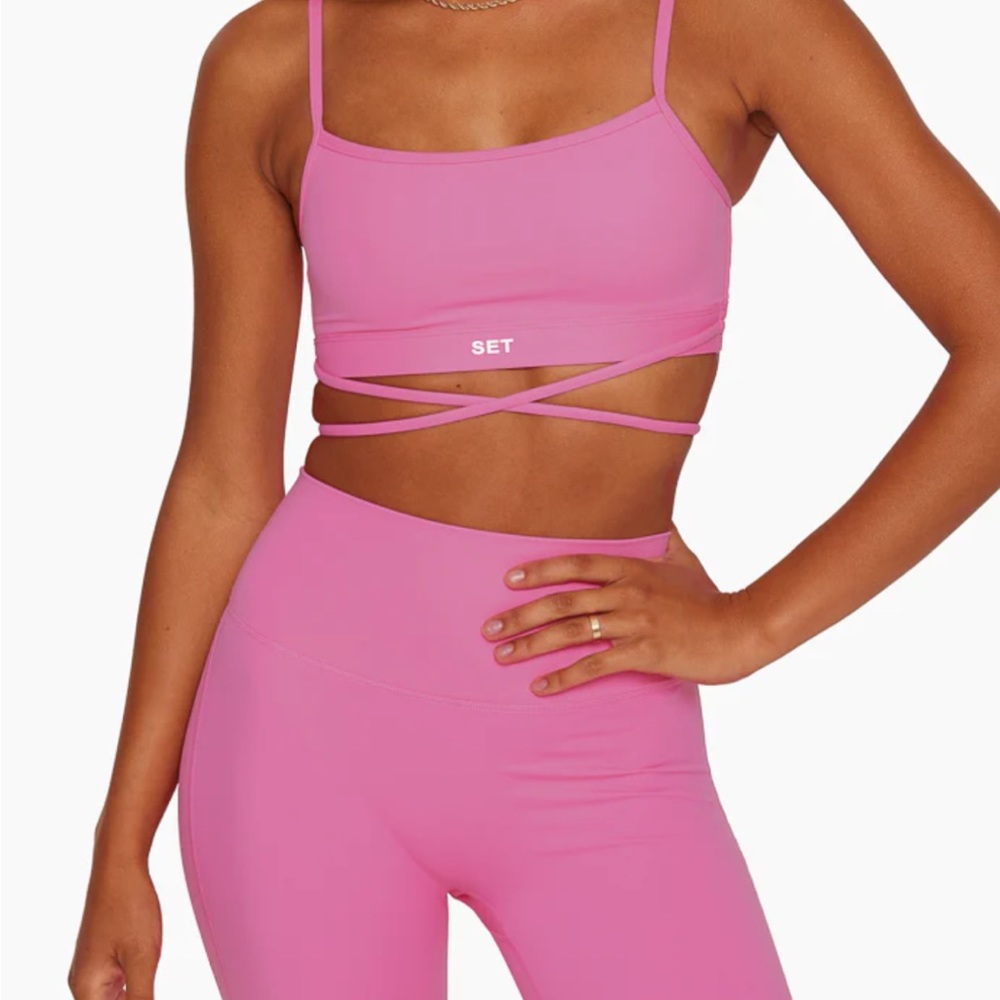 SET Active Pink Crisscross Sports Bra & High-Waist Leggings